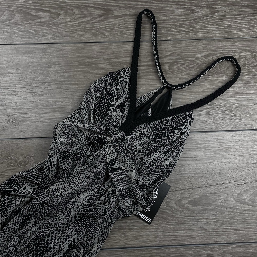 Express Women's Maxi Dress Black White Snaked Braided Straps Large New